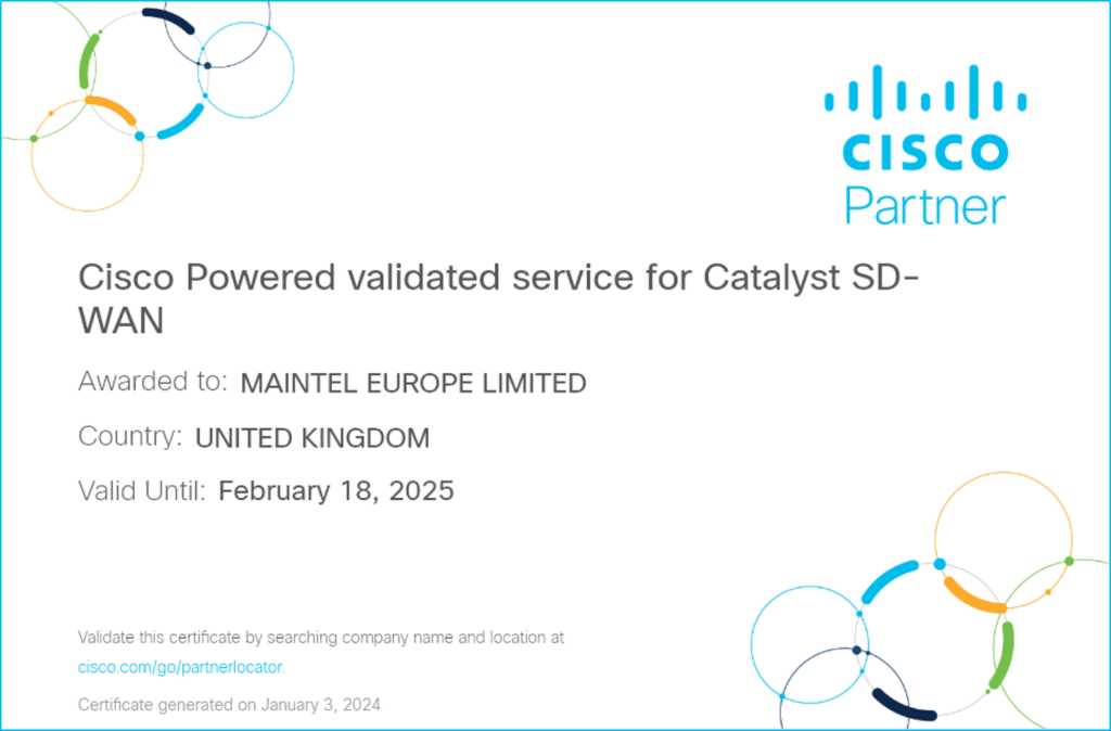 Maintel - Cisco SD-WAN Catalyst certified
