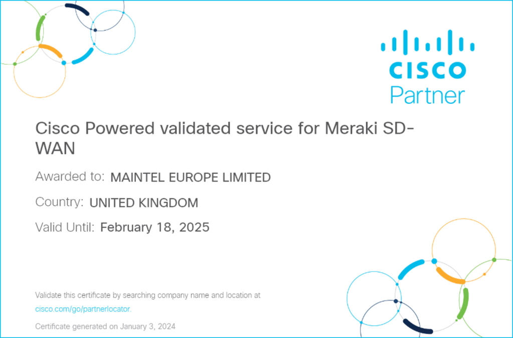 Maintel - Cisco SD-WAN Meraki certified
